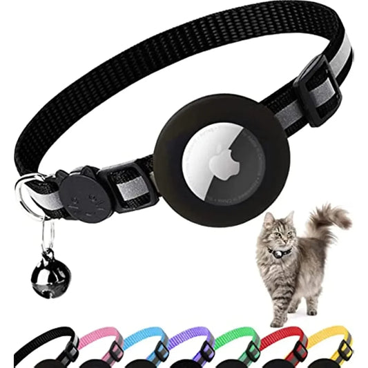 PetkingdomCo Reflective Nylon Cat Collar with Airtag Holder