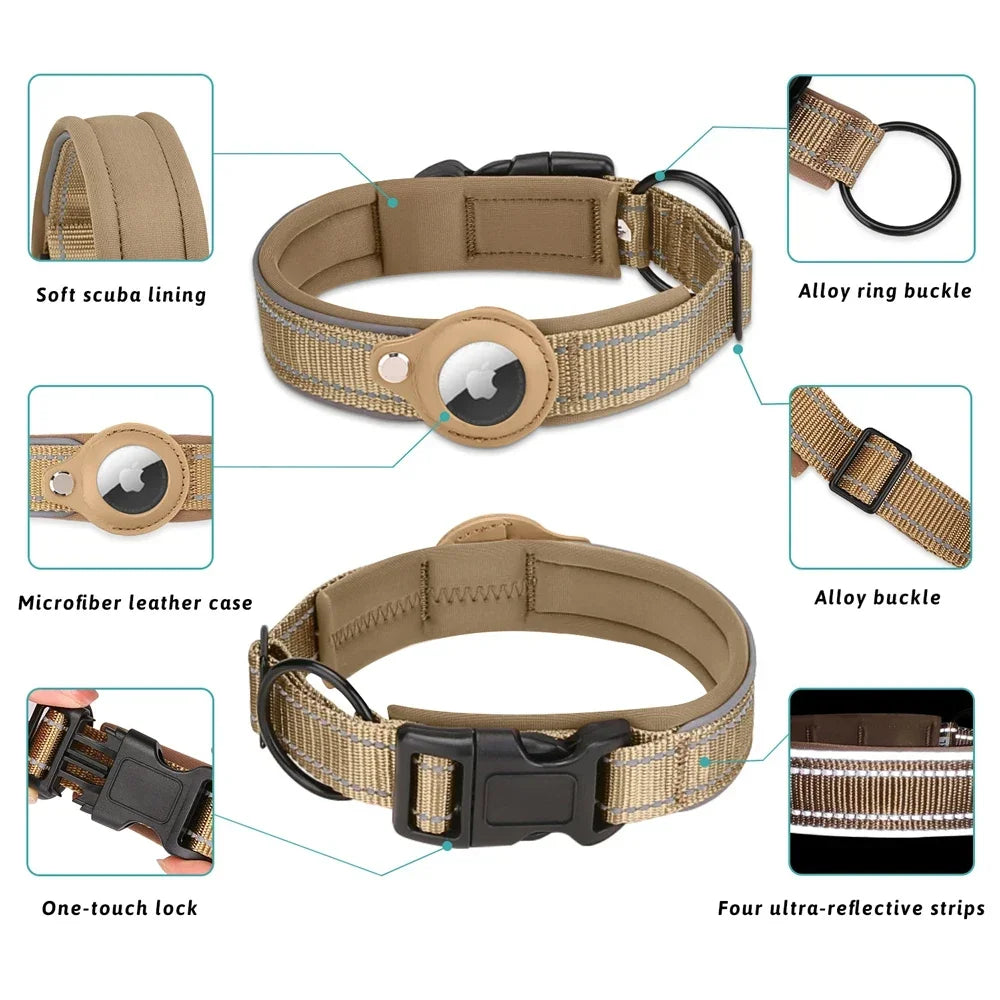 PetkingdomCo Reflective Dog Collar with AirTag Holder